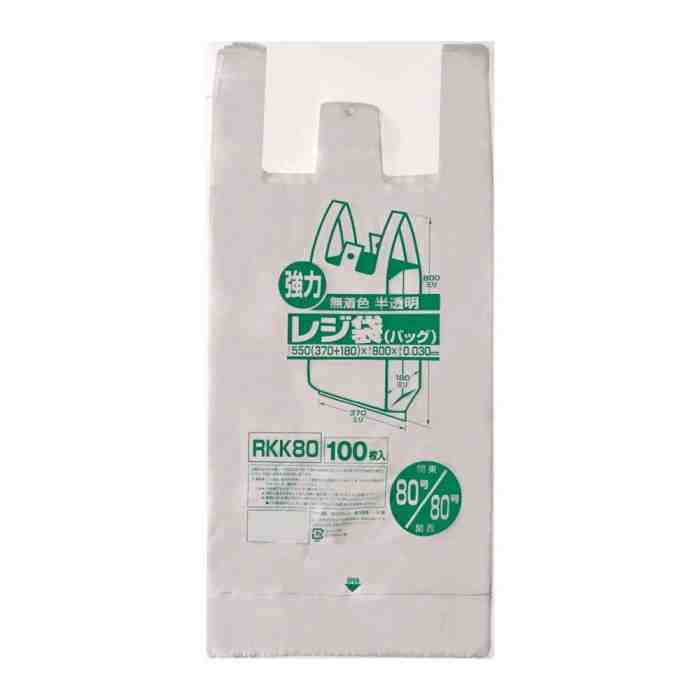 ジャパックス レジ袋 関東80号/関西80号 半透明 100枚×5冊 RKK80(支社倉庫発送品)